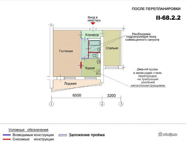 С сайта zdanija.ru - препланировка двушки