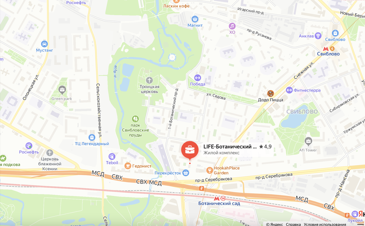 Расположение ЖК Лайф, скриншот автора бога Дно Мещанства