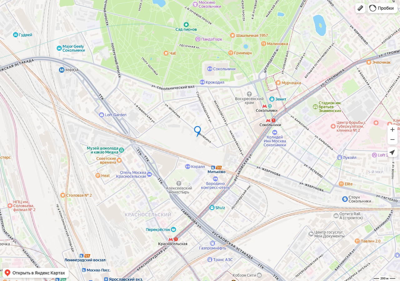 Локация ЖК КОД Сокольники на карте