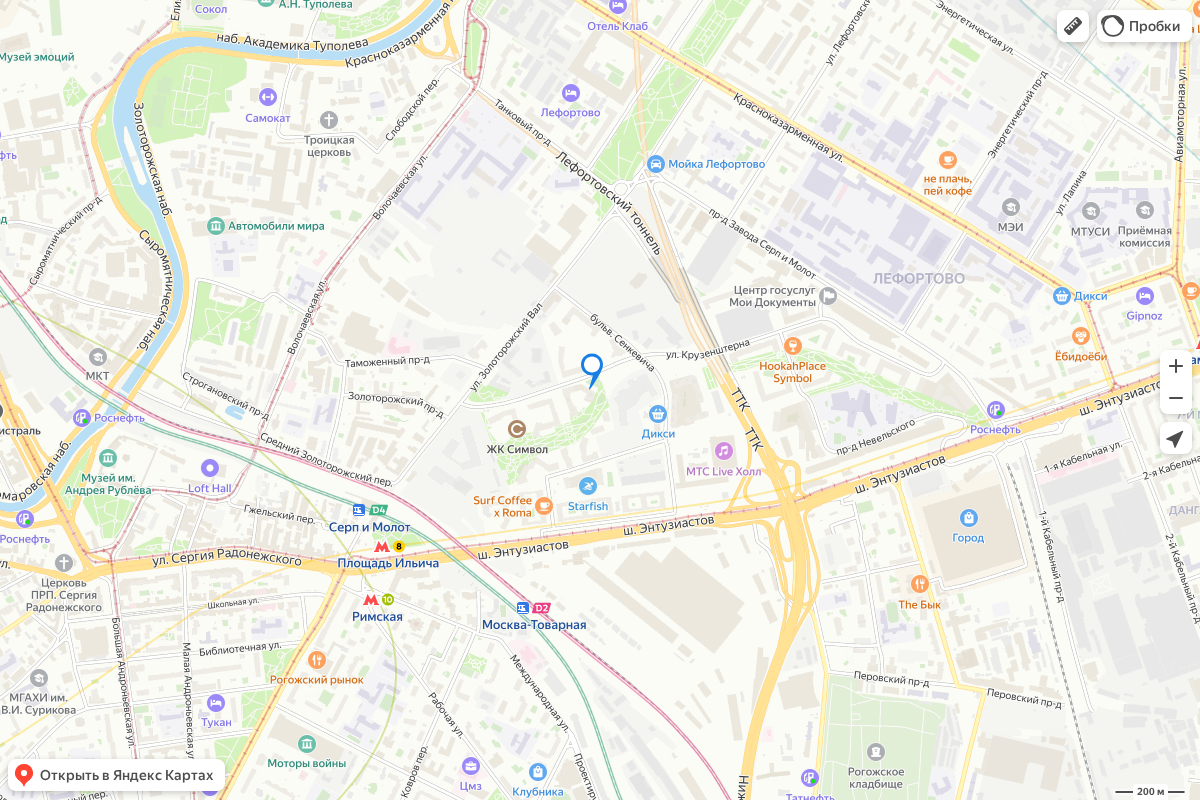 Расположение ЖК Символ на карте
