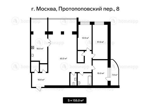 Типичная планировка номенклатурного дома, уже в современном исполнении, фото с сайта homeapp